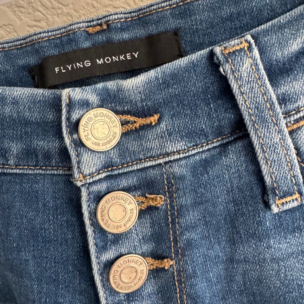 Flying Monkey Mid Rise Ankle Skinny Jeans Blue Button Fly Y2505A Size 28